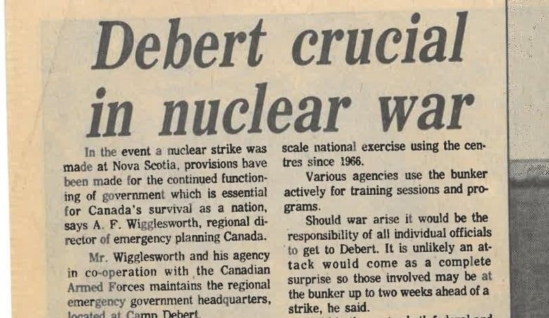 A scan of a newspaper article in The Chronicle Herald. The headline of the article reads "Debert crucial in nuclear war"