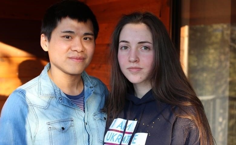 Charles Hung (left) and Elizabeth Mokra (right) moved to the Bow Valley last year after leaving Ukraine in the aftermath of the war. 