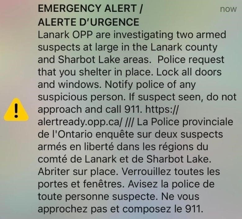 An emergency alert issued on Feb. 10, 2023.