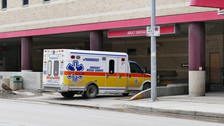 An ambulance drives into the emergency bay at Health Sciences Centre.