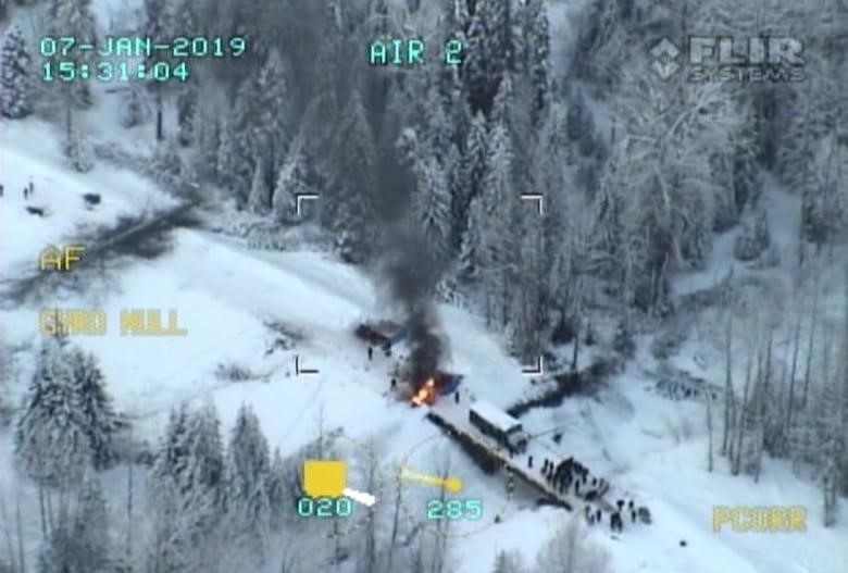 RCMP helicopter footage of the 2019 raid on Wet'suwet'en barricades.