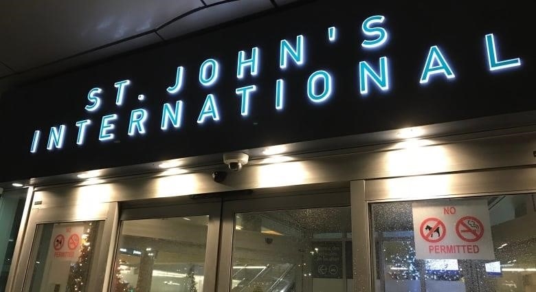The sign above the door at St. John's International Airport which reads "St. John's International Airport".
