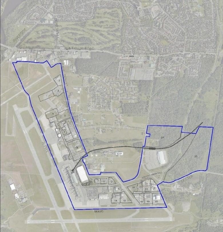 a map of the boundaries of the Ottawa International Airport Community Improvement Plan