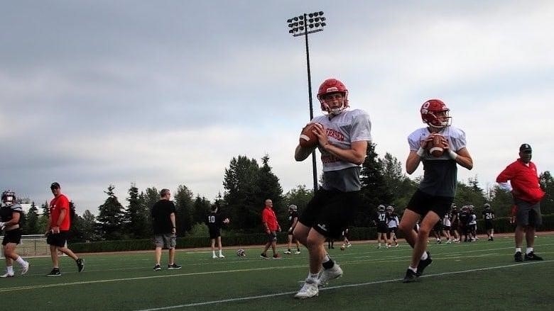 Simon Fraser University football, seen during training camp in early August, announced on Tuesday that it would be moving four games from Burnaby, B.C. to Blaine, Washington due to COVID-19 entry requirements to Canada.