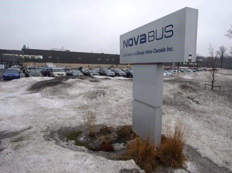 factory with Nova Bus sign in front
