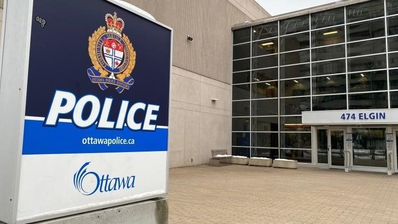 An Ottawa police sign outside a police station.