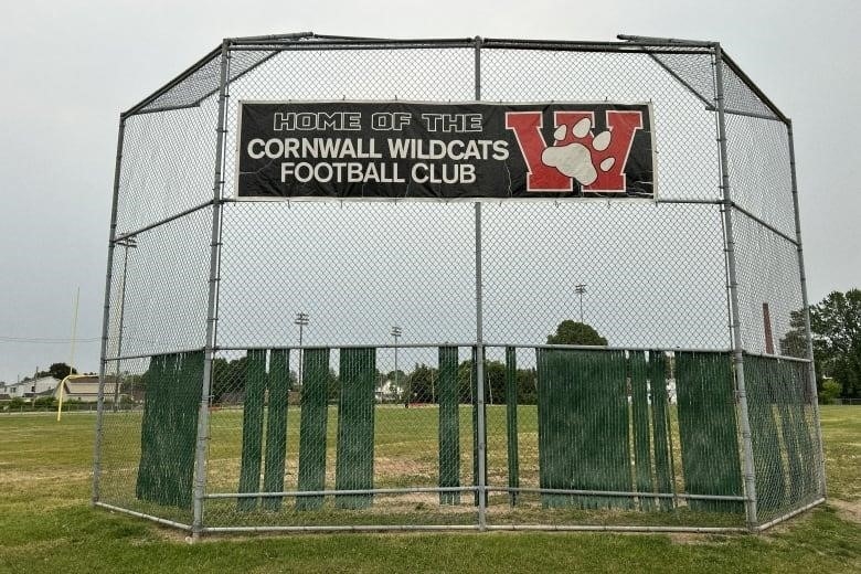 former baseball fence at Joe St. Denis park and field in Cornwall, Ontario, June 2023