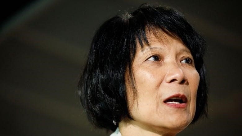 Mayor elect Olivia Chow is pictured during a press conference at Young Women's Christian Association of Greater Toronto's (YWCA) headquarters in Toronto on July 7, 2023.