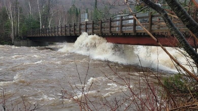 bridge with water rushing