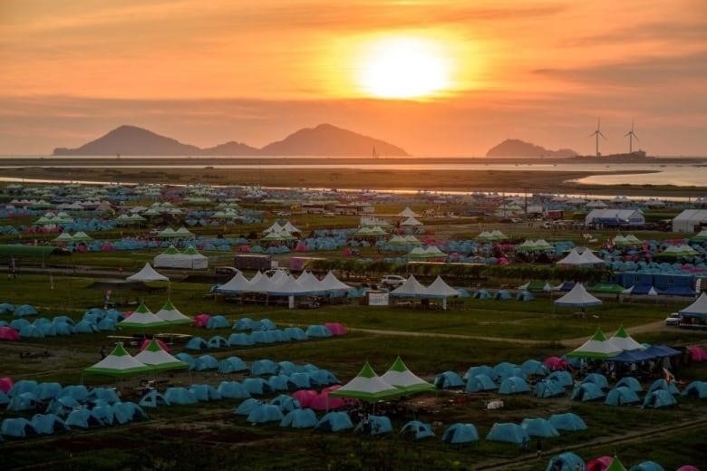 A view of the tents set up at the World Scout Jamboree in South Korea.